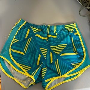Nike tempo shorts printed geometric bright blue yellow‎ running size small